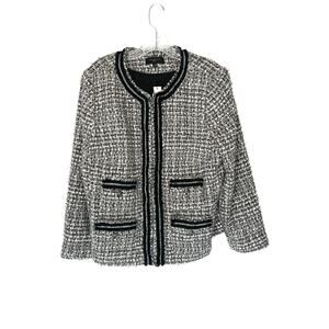 Talbots Petite Blazer Gray Black Metallic Tweed Twee Office Work Career Size 18P